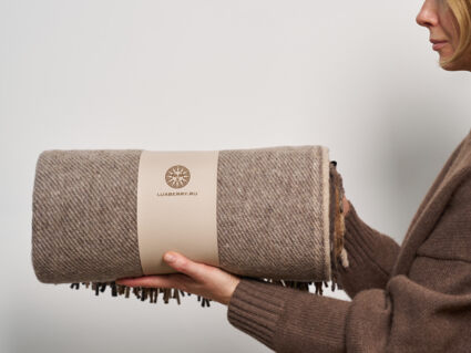 Плед Luxberry WOOLEN бежево-коричневый 150х200