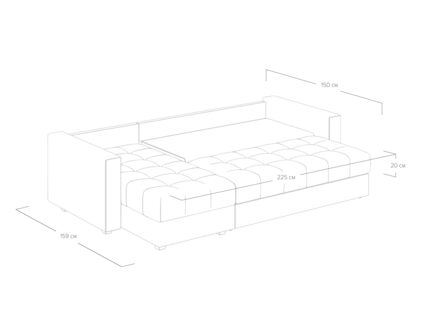 Диван Сонум Megapolis угловой Рогожка голубой Длина 260 см