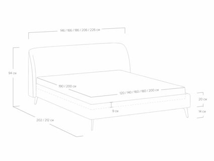 Кровать Сонум Rosa Кашемир Серый 120х190