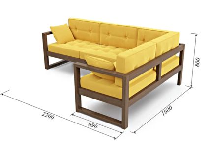 Диван Арско Астер угловой трехместный желтый