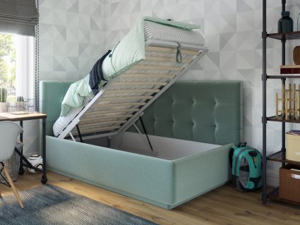 Кровать Nuvola Sabina угловая Velutto 26 (с подъемным механизмом) 140х200