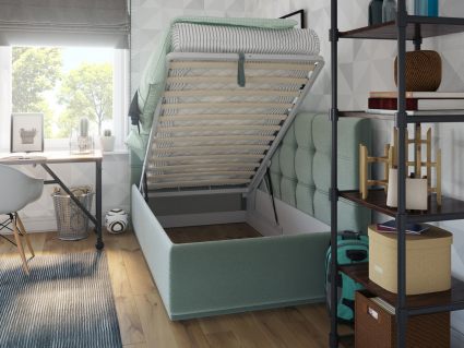 Кровать Nuvola Sabina угловая Velutto 26 (с подъемным механизмом) 140х200