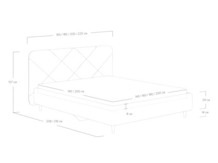 Кровать Сонум Taylor Кашемир светло-серый 200х200