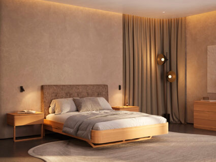 Кровать Rivi Charm Бук натуральный/микрофлок Sakura 10 160х200