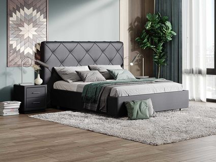 Кровать Сонум Manhattan Экокожа Коричневый (с основанием) 80х200